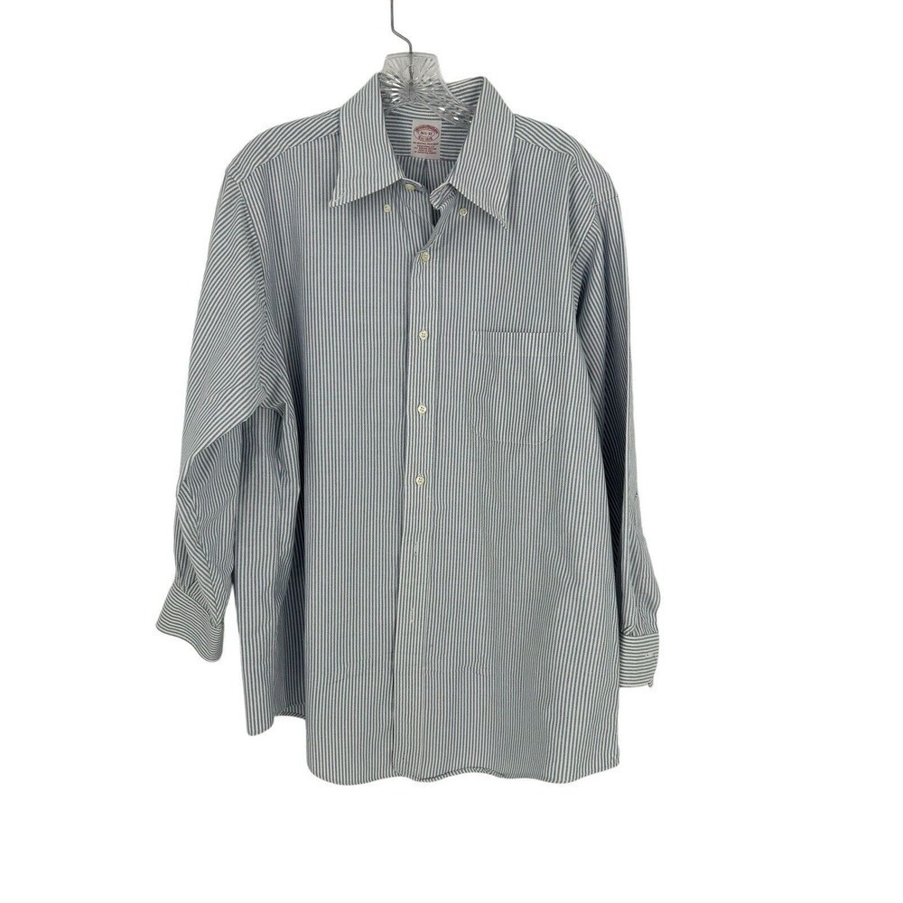 Brooks Brothers Madison 16 1/2 - 32 Blue Striped Cotton Button Up (Small Flaw)